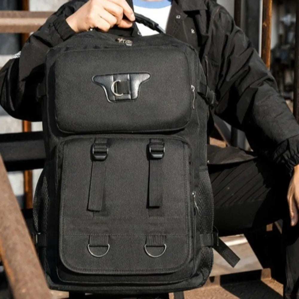 60L Men's Backpack Large Capacity Waterproof Travel Backpack Multi Buckle Wear-resistant Commuting Bag Hiking