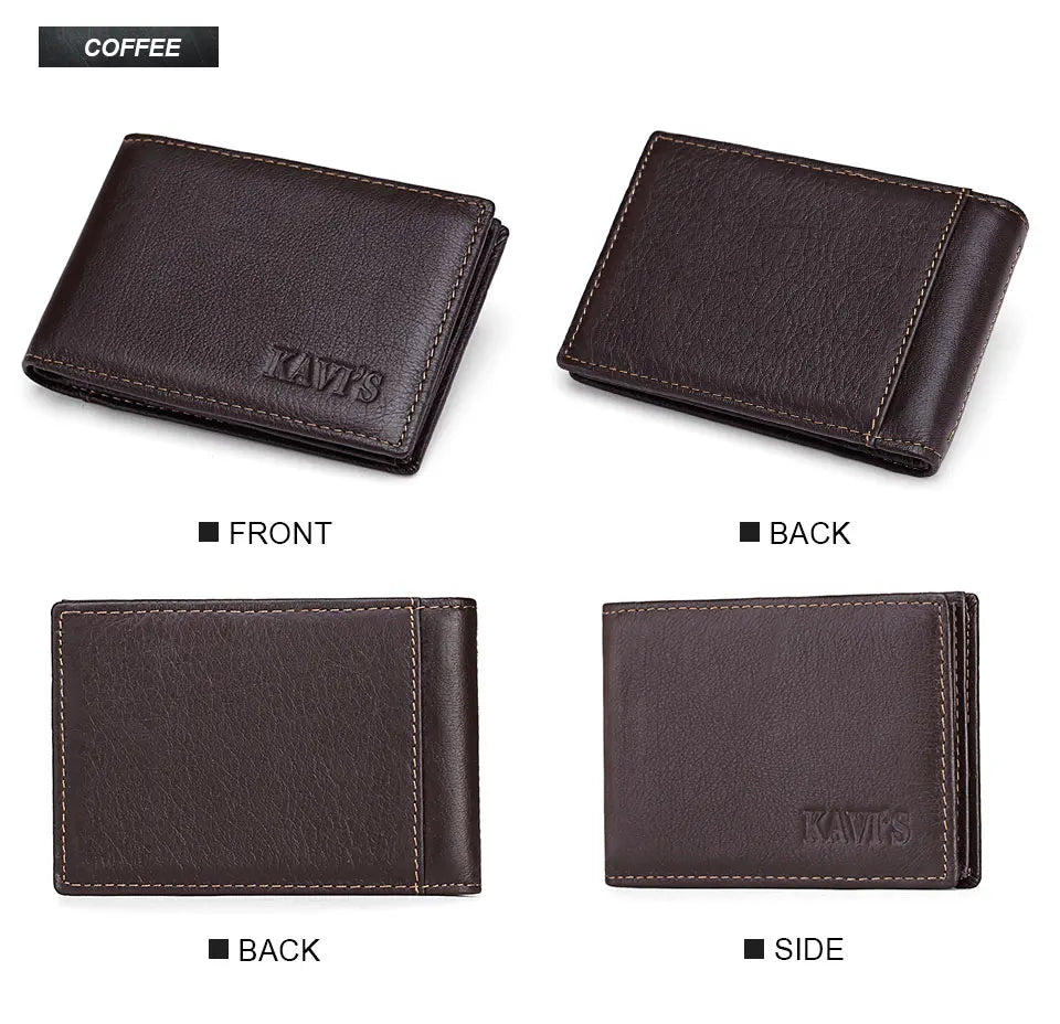 Genuine Leather Portable Slim Wallet for Men Mini Credit Card Holder Thin Small Card Organizer Purse Driver's License Money Bag