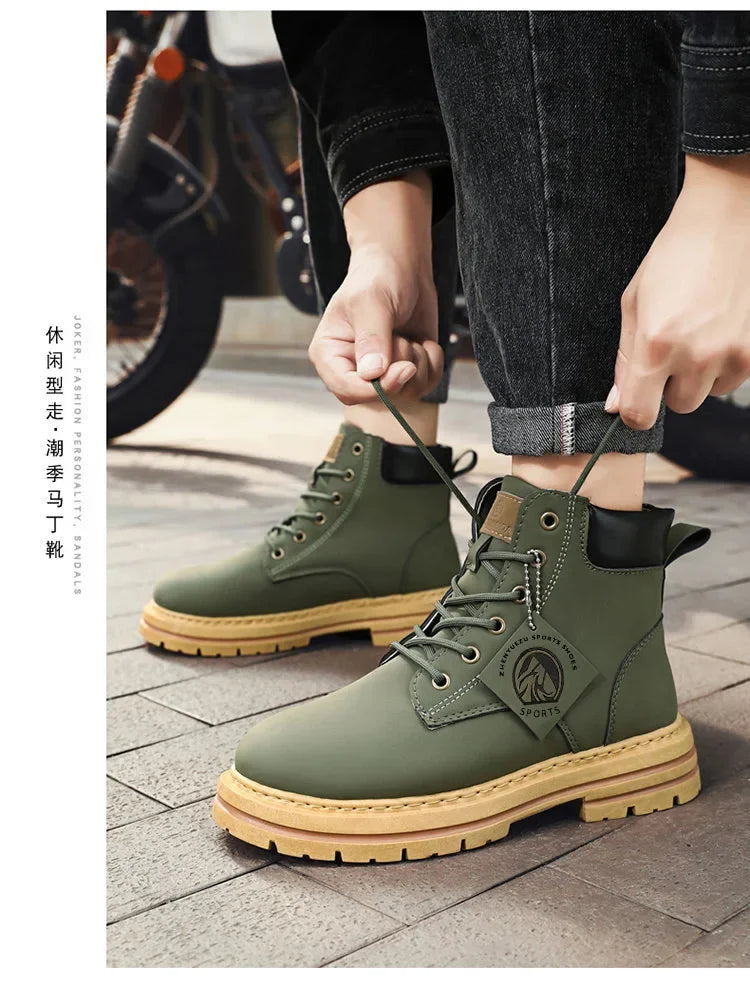 Men's Footwear Resistant Waterproof High-top Motorcycle Boots Soft Bottom Work Clothes Anti-slip Yellow Boots Men Cowboy Boots