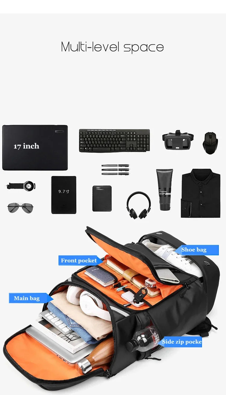 Men travel backpack large capacity trekking Backpack Business 17 Inch Laptop Backpack 50L Hiking Backpack With shoe bag ﻿