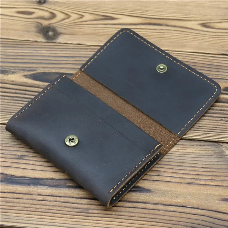 Handmade Vintage  Leather Men Wallet Men Purse Cowhide Leather Short Card Wallet for Male Money Clips Money Bags New