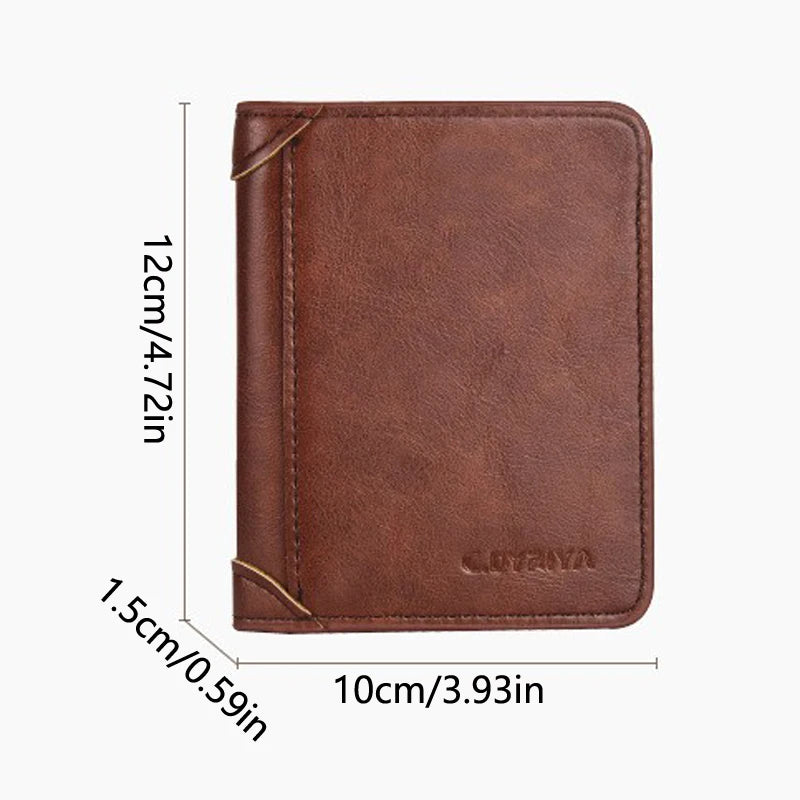 Men's wallet, wallet, integrated card bag, multifunctional vertical three fold leather wallet