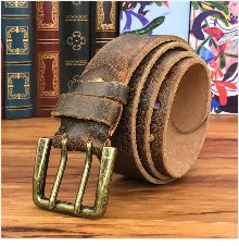 Brass Owl Belt Buckle Yellow Belts For Men Ceinture Homme Men Leather Belt Cowboy Jeans Male Leather Belt Strap Wide MBT0106