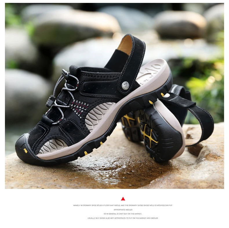 Genuine Leather Men Shoes 2023 Summer New Men's Beach Sandals Classic Men Outdoor Casual Sandals Slippers Plus Size 38-47
