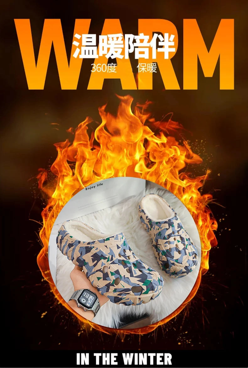 New Men Winter Slippers Indoor Comfortable Warm Slippers Summer Removable Sandals Men Casual Non Slip Plush Fur Slippers for Men