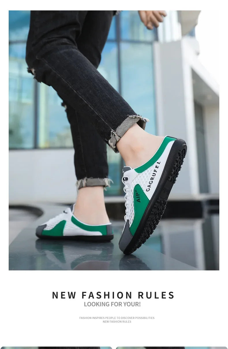 Men's Fashion Soft-soled Half Slippers Summer Trendy Bottom Casual Shoes Soft Sole Support Shoes Sneakers Half Drag Sandals