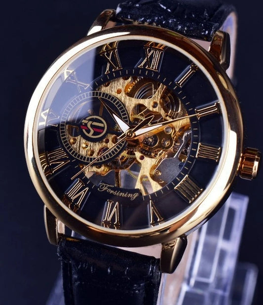 Fully Automatic Movement Mechanical Watch for Men 2024 New Business Casual Breathable Leather Band Sport Watches