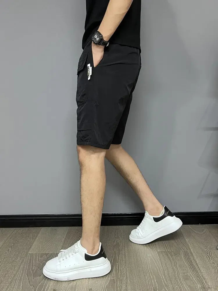 Men's Shorts Summer Thin American Large Pocket Work Casual Trendy Versatile Ice Silk Quick-drying Beach Pants Men