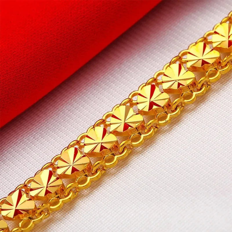 EternaGold 24K gold adjustable bracelet  AU999 full gold, wide-face shiny body shape is simple and elegant