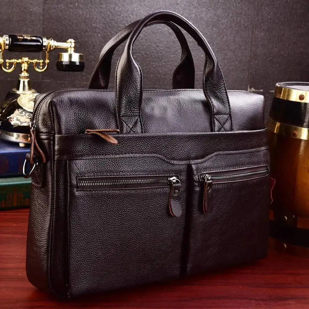 Business Laptop Bag Genuine Handbags Male Travel Briefcases Men High Quality Cowhide Leather Messenger Bags