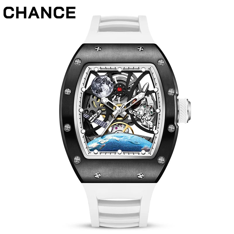 2025 High Quality Men's Automatic Watch with Stylish Sports Silicone Strap  Waterproof Mechanical Watches for Active Lifestyles