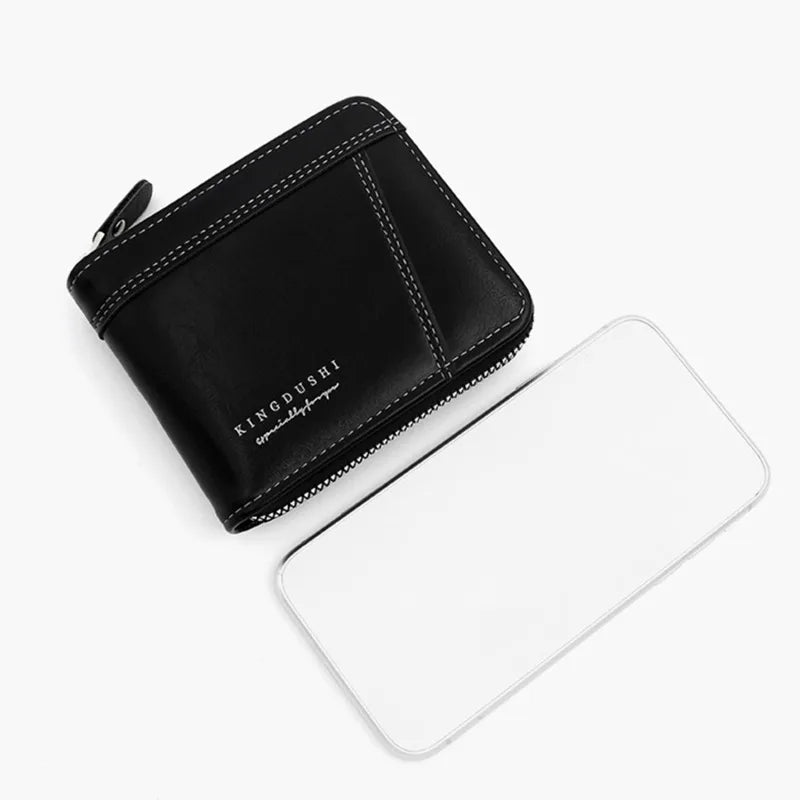 Leather Men’s Wallet Luxury Mens Purse Male Zipper Card Holders with Coin Pocket Rfid Wallets Gifts for Men Money Bag