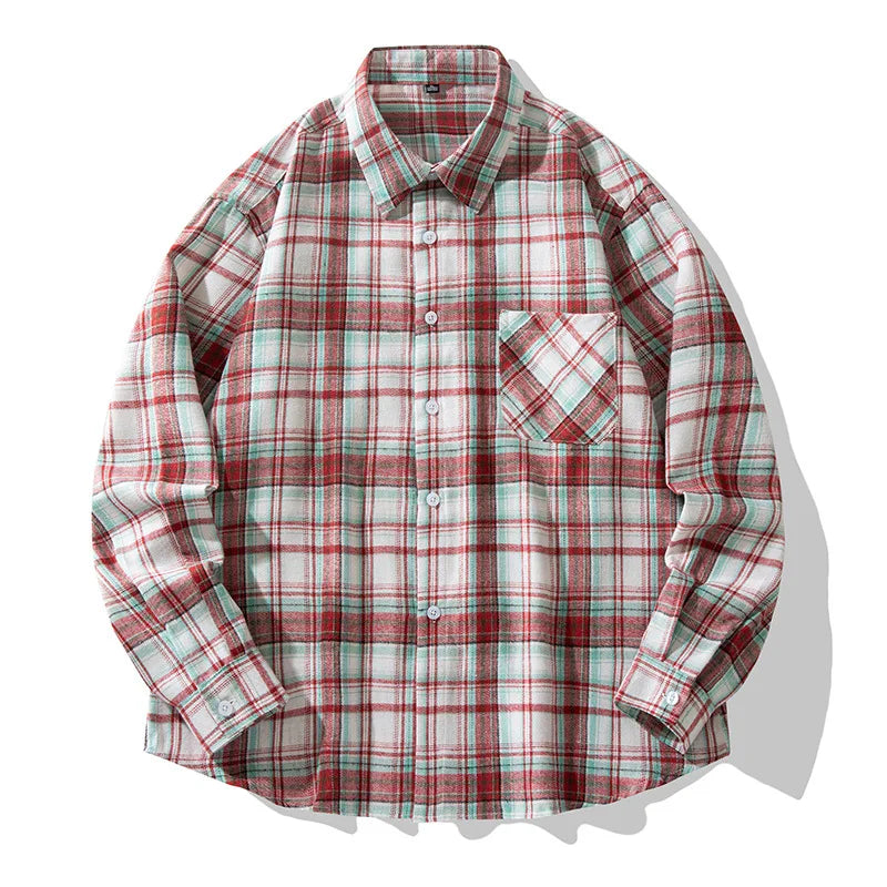 2025 New Men's Checkered Shirt Spring and Autumn Long Sleeve Slimming Shirt Korean Men's Best Selling Fashion Trend Top