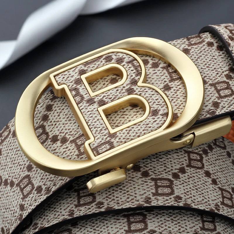 "B" Letter Genuine leather Belt for men Luxury brand Automatic Jeans Trouser belt golf man belt Work social designer waist belts