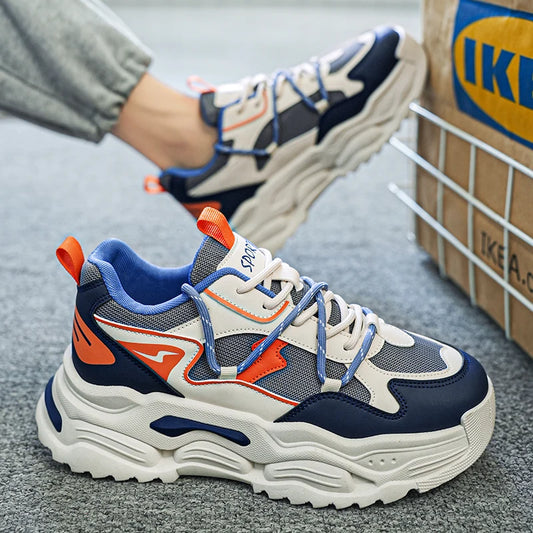 Men Sneakers 2025 Autumn New Mesh Breathable Running Sport Shoes Light Soft Thick Sole Hole Man Casual Shoes Athletic Sneakers