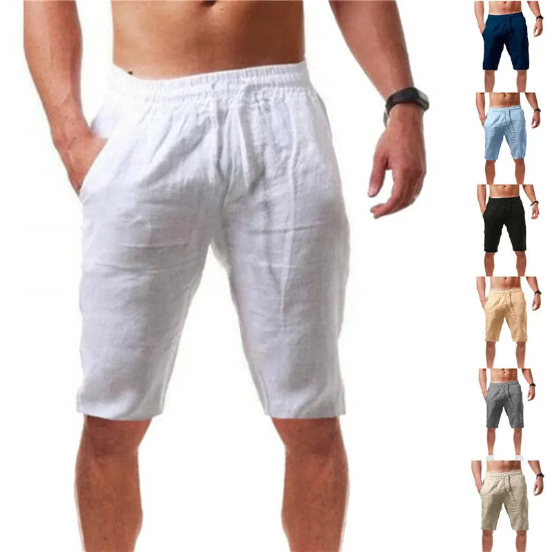 Men's Cotton Shorts Pants Male Summer Breathable Solid Color Short Trousers Fitness Streetwear S-3XL 1PC