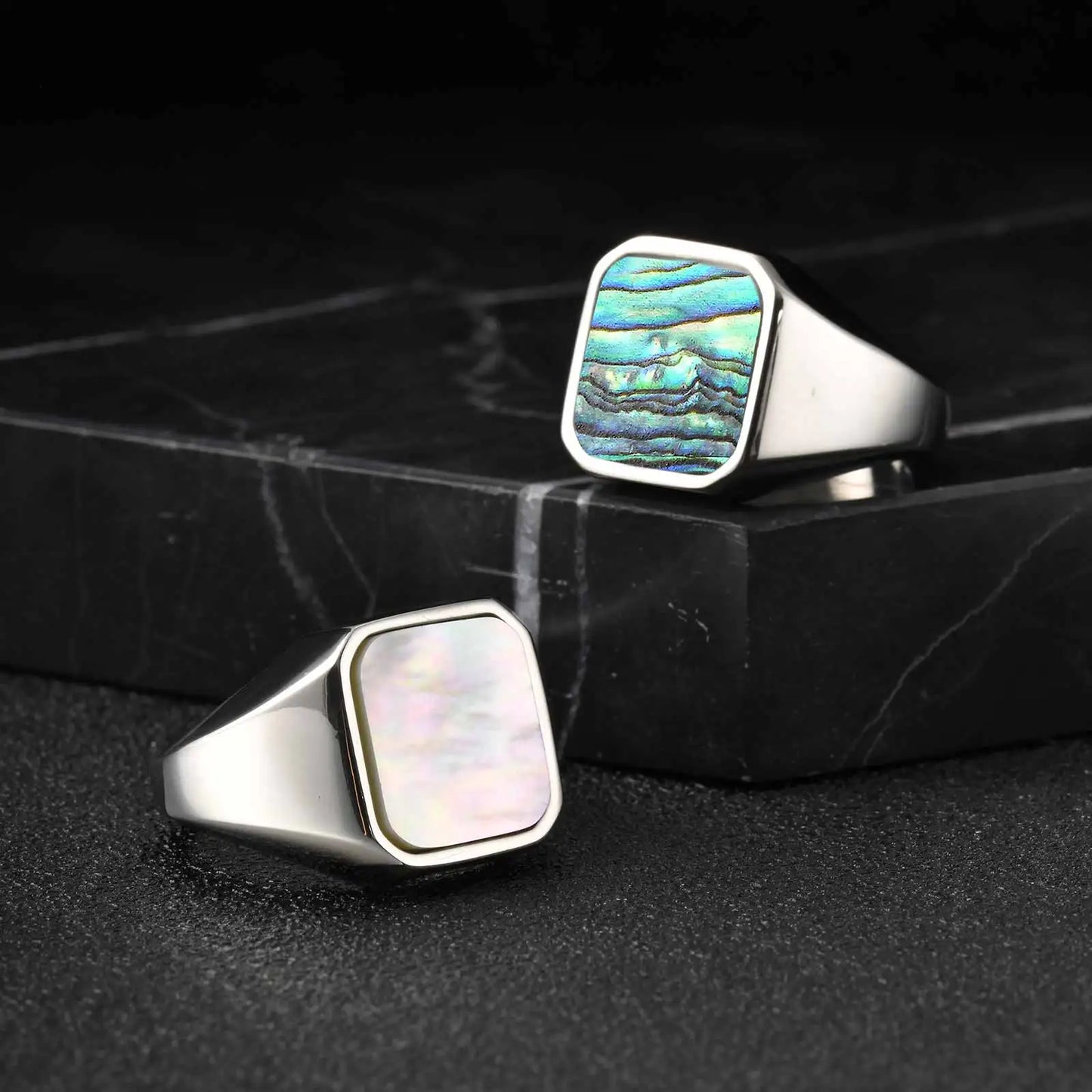 Vnox Punk Square Signet Ring for Men Boys, 17mm Wide Silver Color Stainless Steel Finger Rings, Hip Hop Party Jewelry Gifts