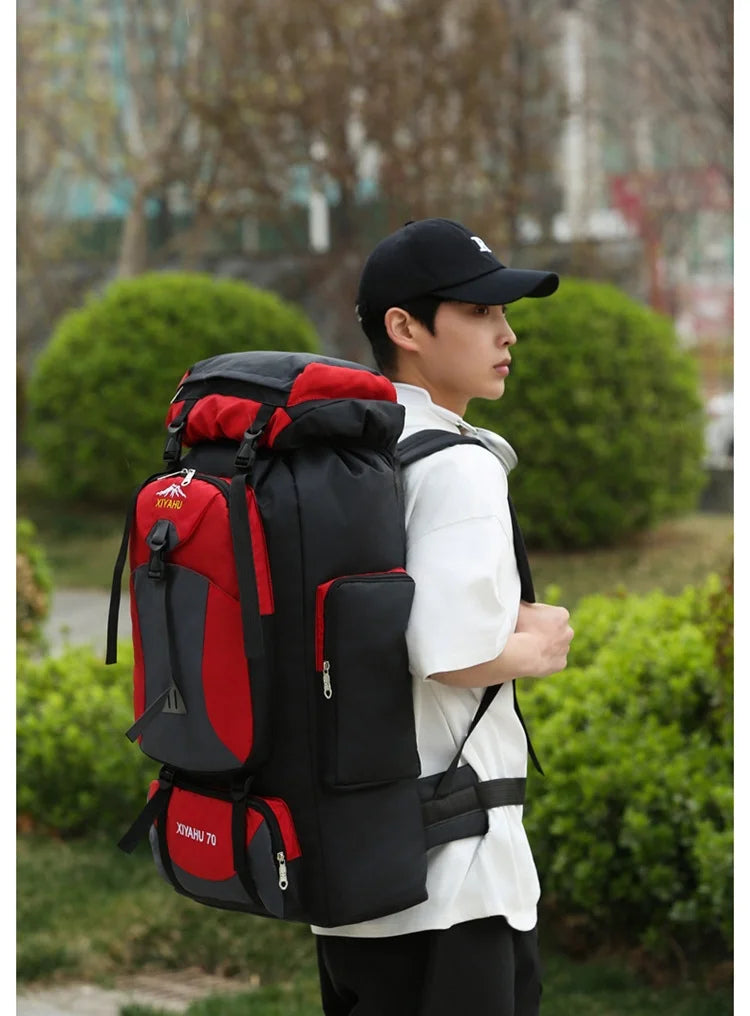 70L Outdoor Hiking Mountaineering Bag Large Capacity Waterproof Sports Travel Backpack Men Women Camping Climbing Bags Rucksack