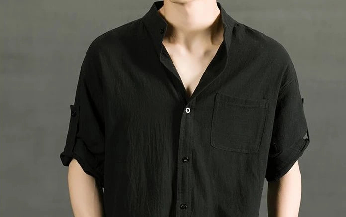 Shirts For Men White Man Shirt Plain With Pocket Linen And Cotton Half Sleeve Social Fashion Summer Designer Sale Xxl Casual Hot