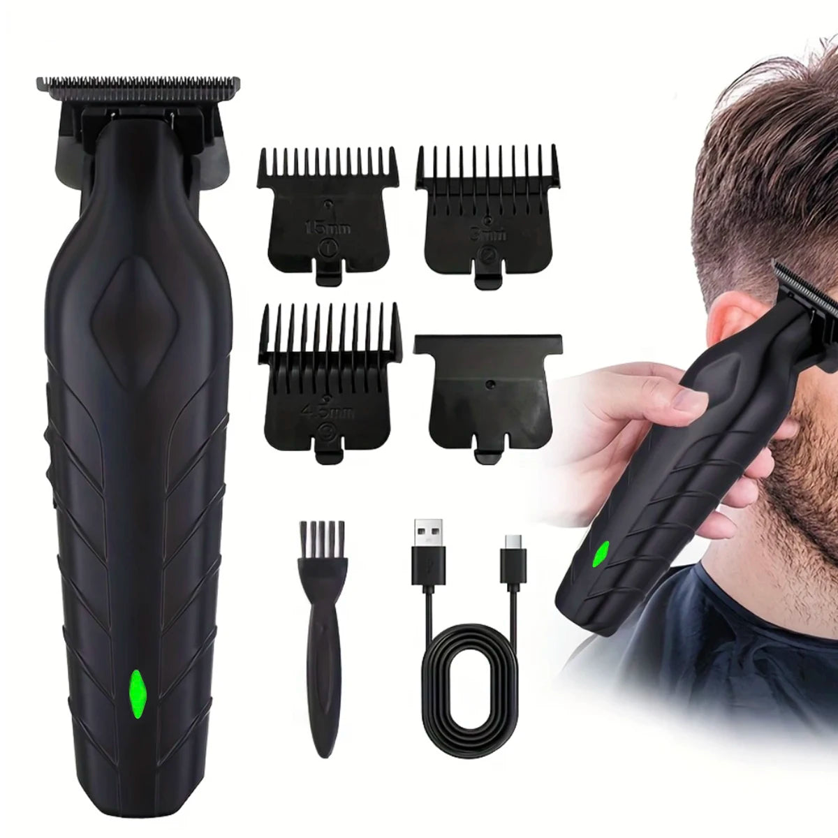 Men's Hair Clippers Trimmer Set - USB Rechargeable Lithium Battery ABS Body,Cordless Barber Clipper Haircut Grooming Kit