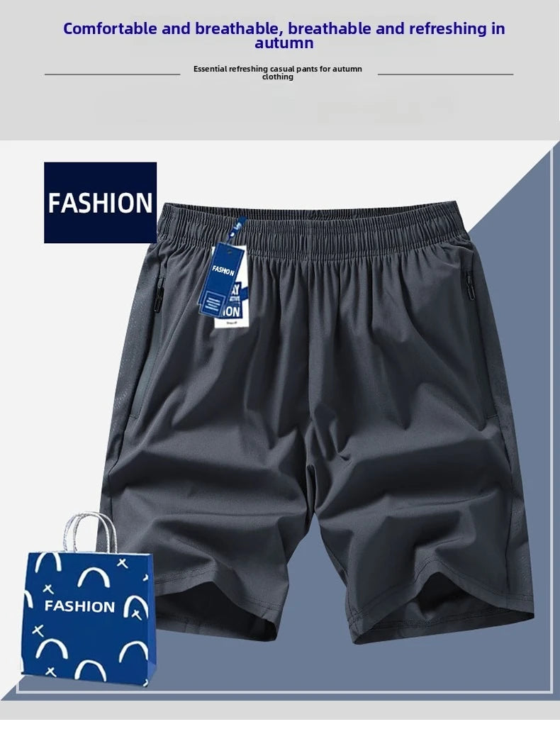 Men s shorts  outdoor casual and fashionable five quarter pants sports breathable men s loose straight leg elastic waist shorts