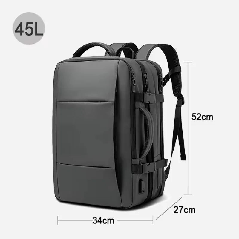 Men's travel backpack waterproof business school expandable laptop bag large capacity USB port stylish casual backpack forTravel