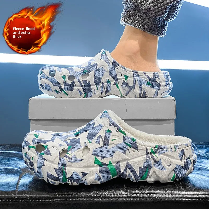 New Men Winter Slippers Indoor Comfortable Warm Slippers Summer Removable Sandals Men Casual Non Slip Plush Fur Slippers for Men