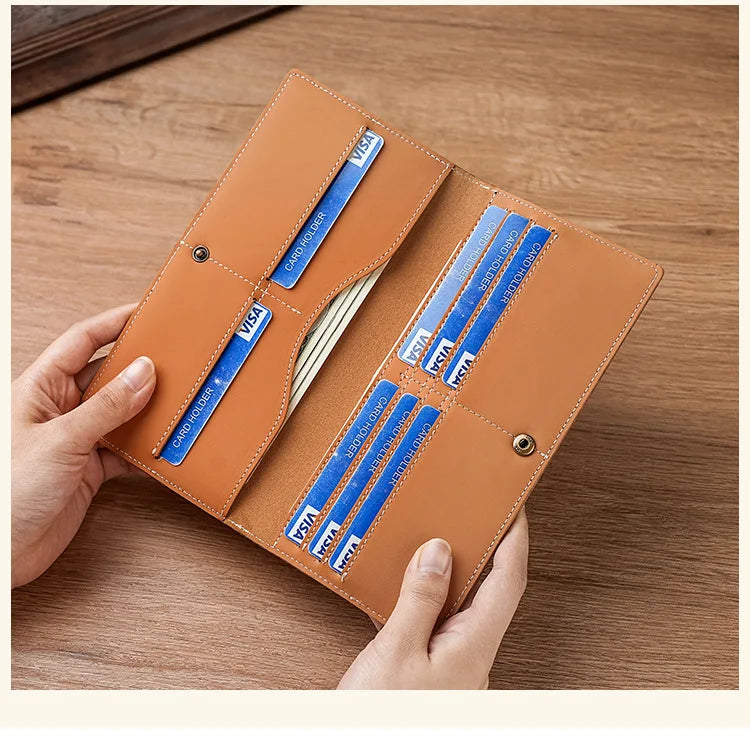 Men's Women's Genuine Leather wallets High-Quality Multi-Card Slot Business Comfortable Clutch Long European and American Wallet