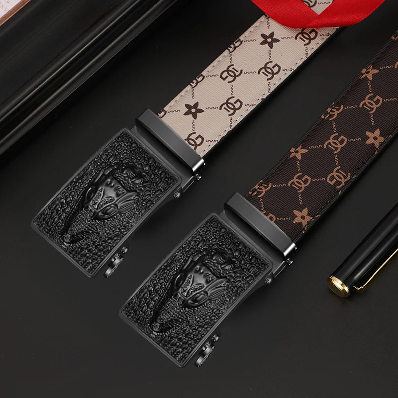 Men belt Leather Belt Metal Alloy Automatic Buckle Brand Luxury Design Waist Belts for Men Strap Male