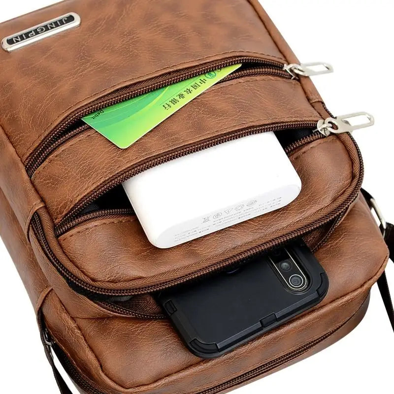 Men's PU Leather Crossbody Shoulder Bags High quality Tote Fashion Business Man Messenger Bag  Leather Bags fanny pack