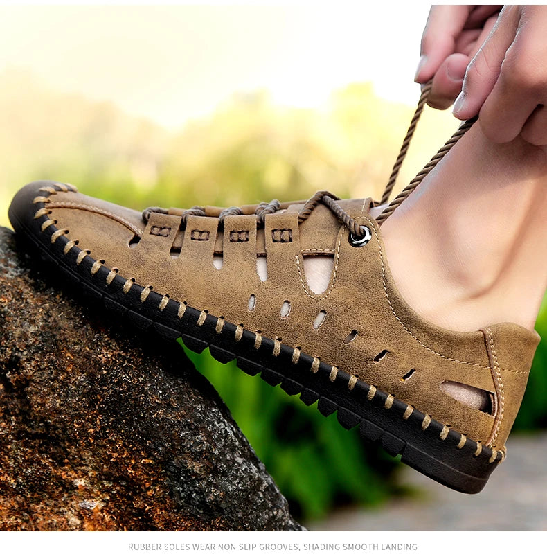 Men Leather Sandals Comfortable Outdoor Casual Shoes 2022 Summer Beach Casual Walking Male Sneakers Men Beach Casual Sandals