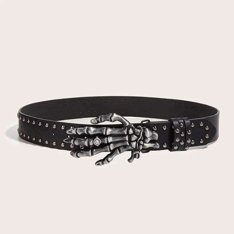 Desinger Belts For Women High Quality Luxury Brand Punk Goth Rivet Black Jeans Unisex Men Belt Paw Skull Buckle Waistband Man