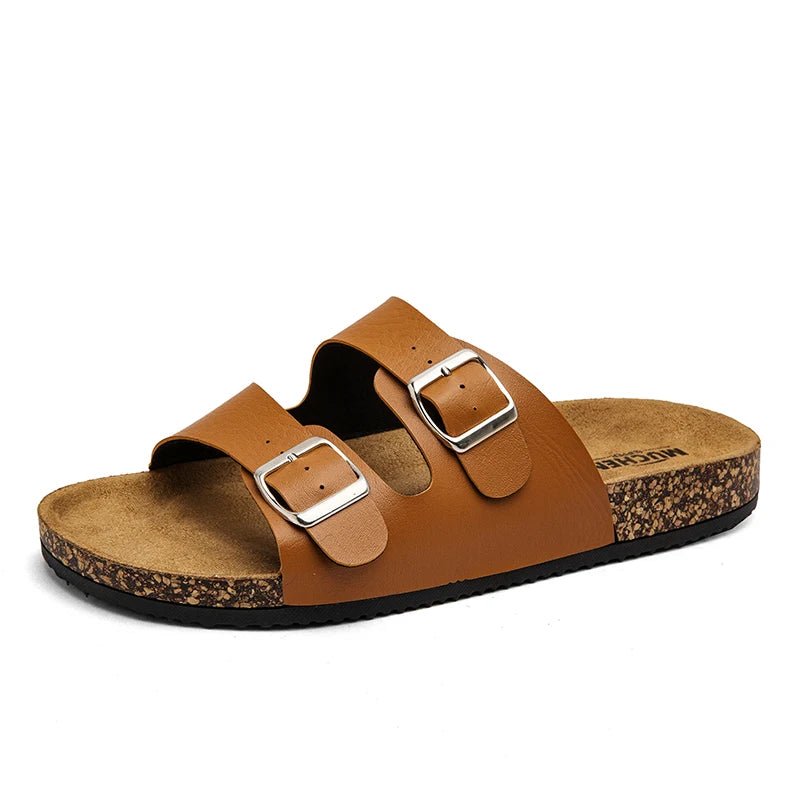 Fashion Classic Unisex Slippers For Men Comfortable Summer Cork Shoes For Men Outdoor Sandals Microfiber