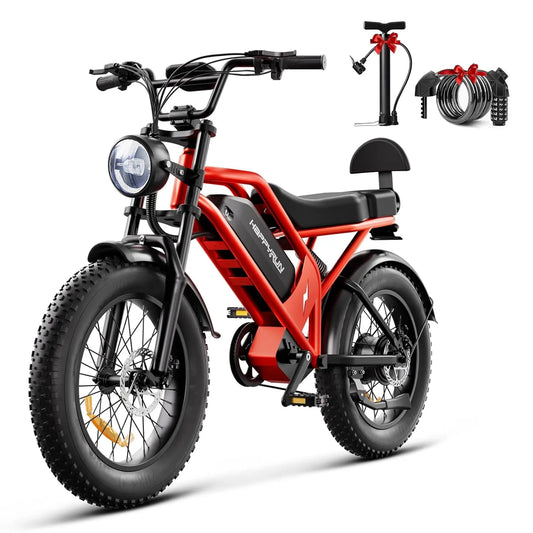 1500W 48V 18Ah Fat Tire Electric Bike 32MPH 68Mi 7-Speed All-Terrain 20in, Customized