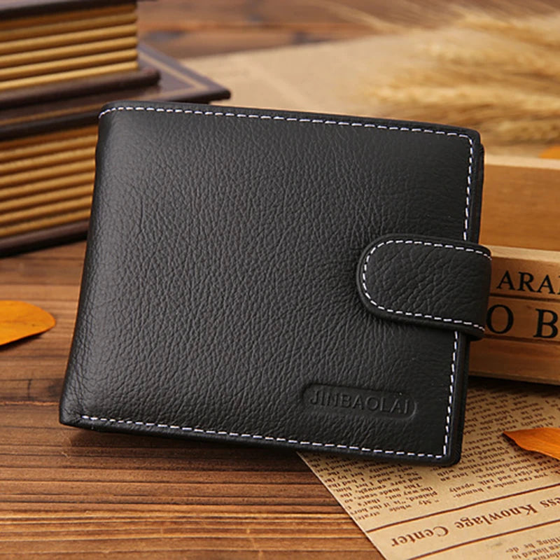 Genuine Leather Men Wallets Cow Leather Solid Sample Style Zipper Purse Man Card Horders Famous Brand High Quality Male Wallet