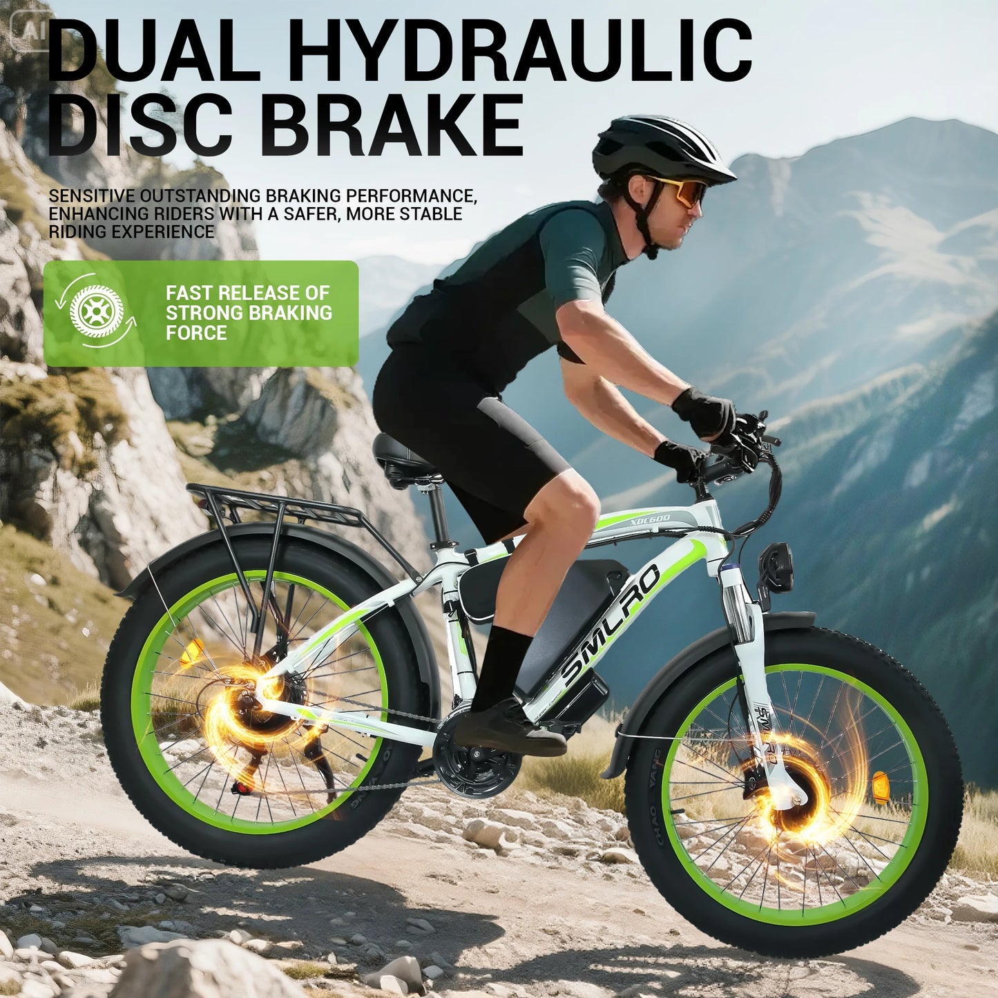 SMLRO XDC600 Adult Off-Road Ebike 3000W 52V 30Ah Hydraulic Disc Brakes Electric Bicycle 26*4.0" Fat Tire Mountain Electric Bike