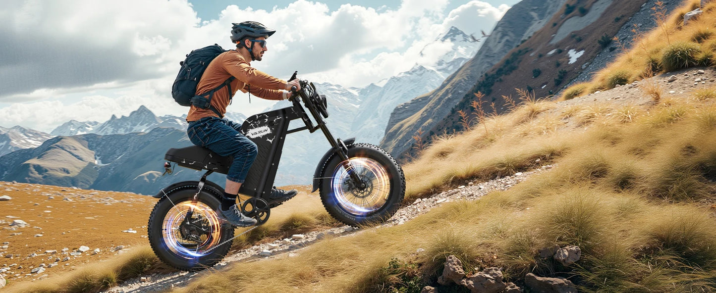 Varun X-Plorer Rapto Adult Dirt Electric Bike, 1000W Peak Power, 48V 20.8Ah, 20" Fat Tire, 28MPH, Ebike UL 2849, 1 Year Warranty