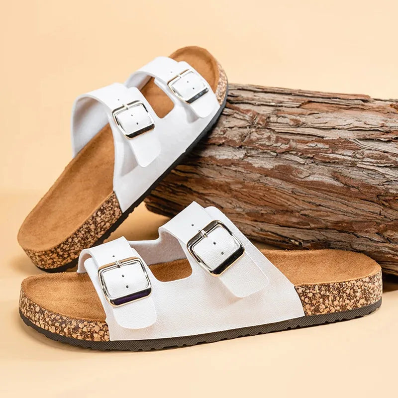 Fashion Classic Unisex Slippers For Men Comfortable Summer Cork Shoes For Men Outdoor Sandals Microfiber