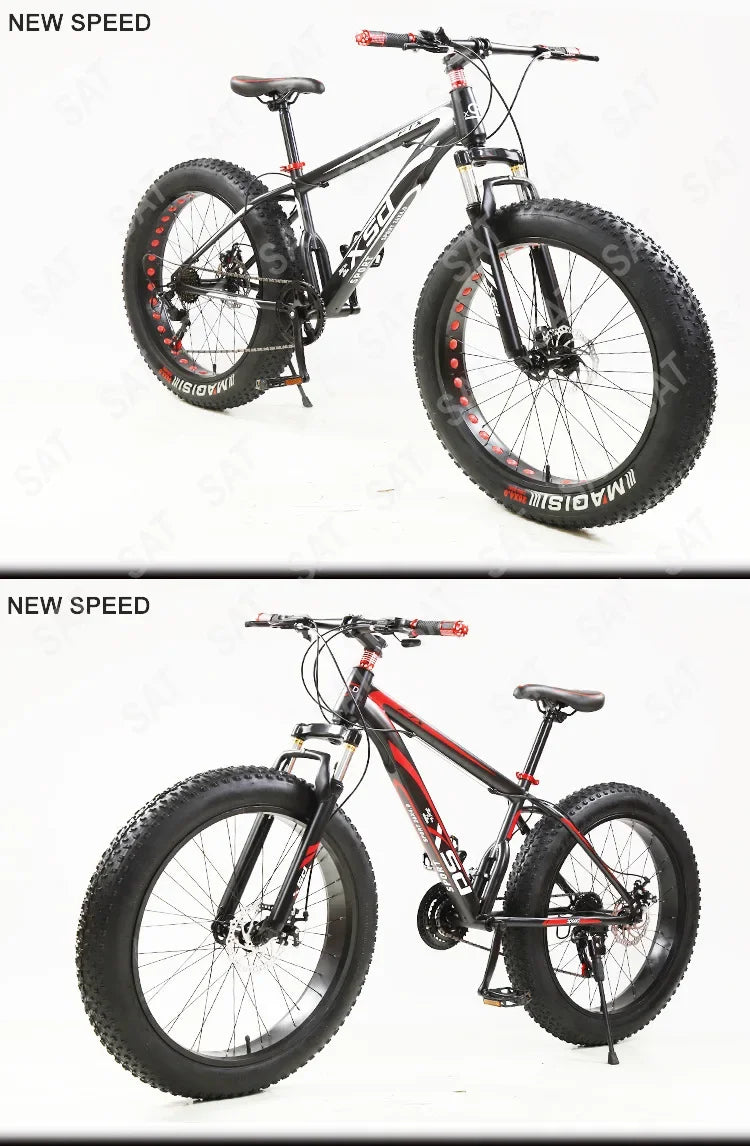 -For 26 X4.0 Fat Tire Men Desert Snow Bike Dual Disc Brake Variable Speed Thick Tire Bicycle