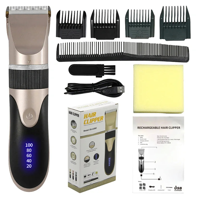 Hair Clipper Electric Barber Hair Trimmers For Men Adults Kids Cordless Rechargeable Hair Cutter Machine Professional