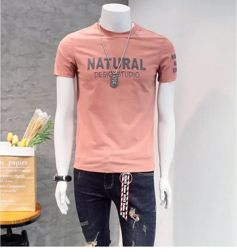 Designer Clothes Men's Summer Casual Cotton T-Shirts O-Neck Letter Print Tops Fashion Handsome Look Short Sleeve T-shirt for Men