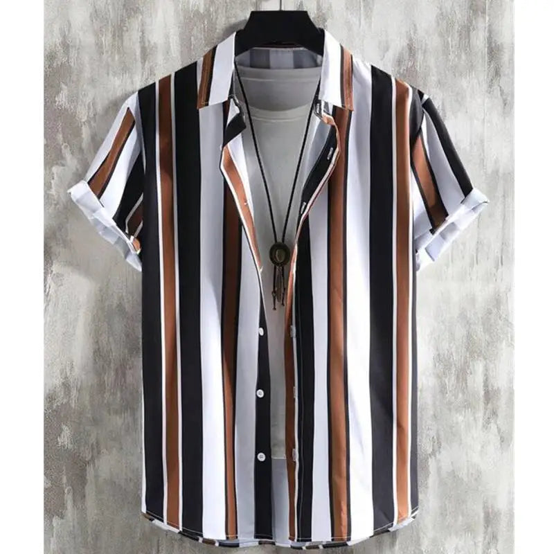 Simple Shirts For Men 3d Stripe Printed Men'S Clothing Loose Oversized And Blooms Casual Short Sleeved Daily Street Tops