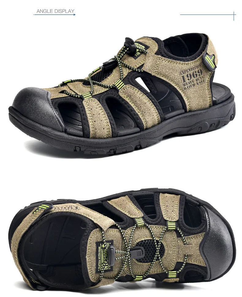 Men Sandals PU Leather Male Summer Shoes Outdoor Walking Beach Flat Sandals Shoes For Men Sneakers sandalias hombre