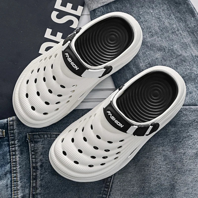 Summer Slippers for Men Driving Dual-Purpose Operating Room Baotou Clogs Soft Sole Outer Wear Home Casual Coconut Sandals
