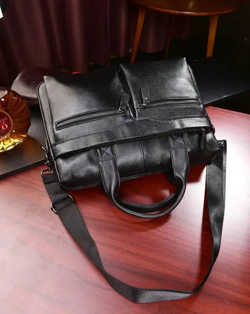 Business Laptop Bag Genuine Handbags Male Travel Briefcases Men High Quality Cowhide Leather Messenger Bags