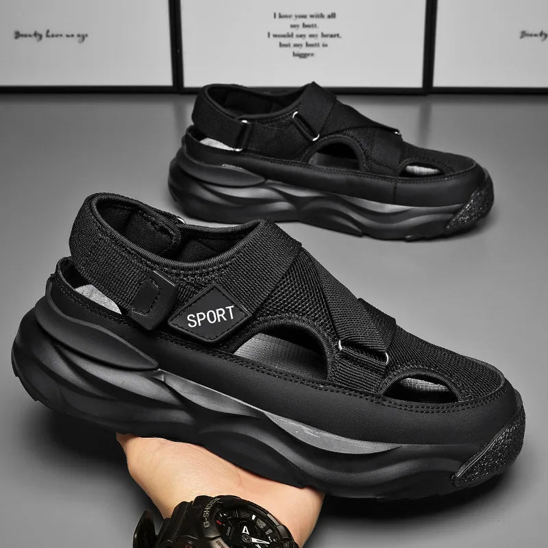 New Men Sandals Cave Casual Baotou Sports Shoes for Men Ankle Sandals Men's Water Proof Sandals for Male Beach Platform Shoes