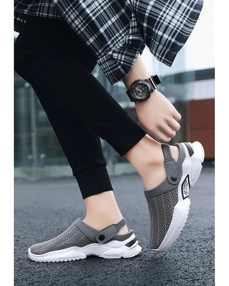 Men Sandals Platform Sandals Designer Mesh Mules Breathable Padded Beach Slippers 2024 Slip on Lightweight Men Sneakers