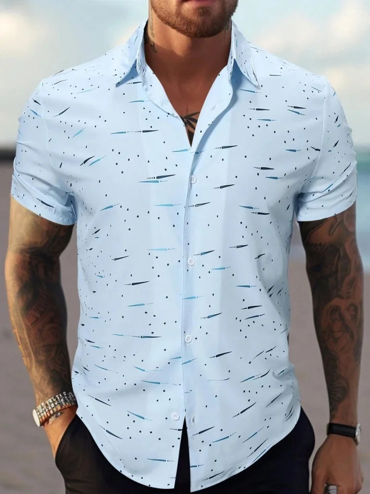 Hawaiian Shirt For Men Vacation Daily Slim Fit Tops Gym Elegant Flower Pattern Leaves Social Casual Fashion Camisa Y2k Clothing