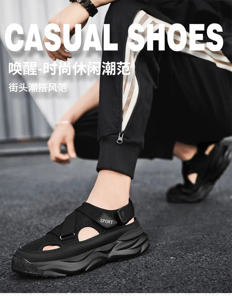 New Men Sandals Cave Casual Baotou Sports Shoes for Men Ankle Sandals Men's Water Proof Sandals for Male Beach Platform Shoes