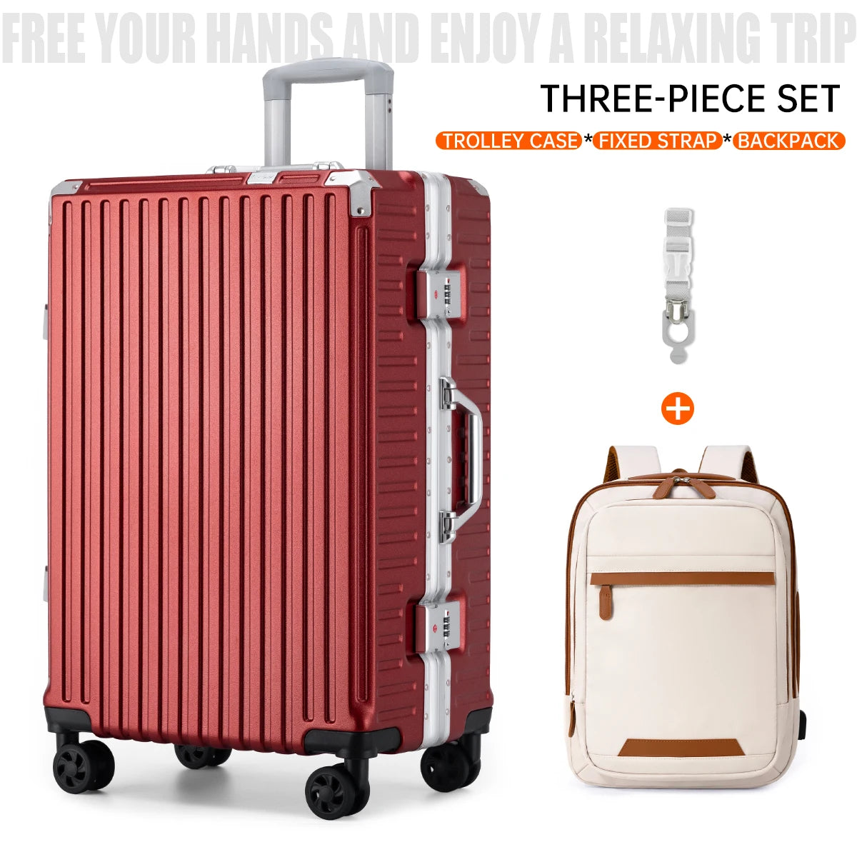 Trolley Luggage 20 24 26 28 Inch Aluminum Frame Rolling Luggage Case USB Travel Suitcase on Wheels Combination Lock Carry-On Luggage
